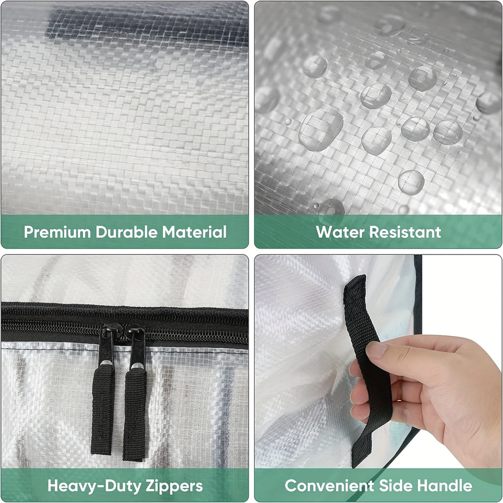 6pcs Heavy-Duty Moving Bags with Reinforced Handle - Oversized Storage Totes, Snap-Close Lid & Plastic Suitable for Clothes, Quilts,, Moving Supplies - Space Saver Bags
