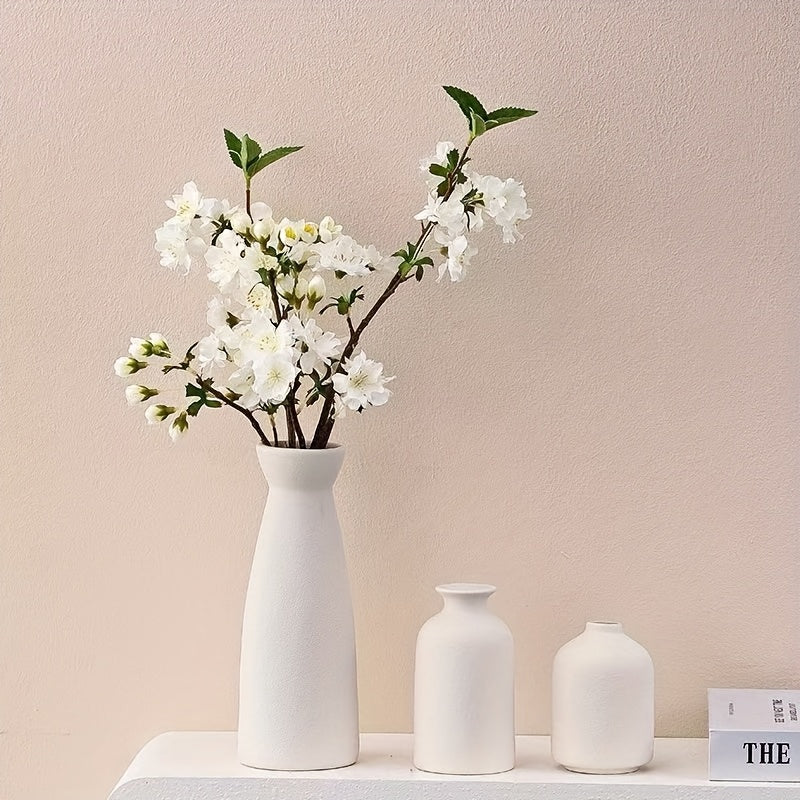 3pcs Boho/Bohemian Ceramic Vase Set - Matte Nordic Minimalist Modern Geometric & Floral Designs for Elegant Home Decor | Perfect for Living Rooms, Entryways, Bookshelves, TV Consoles, Bathroom Vanity | Holiday Birthday Gifts Vases Home Decor