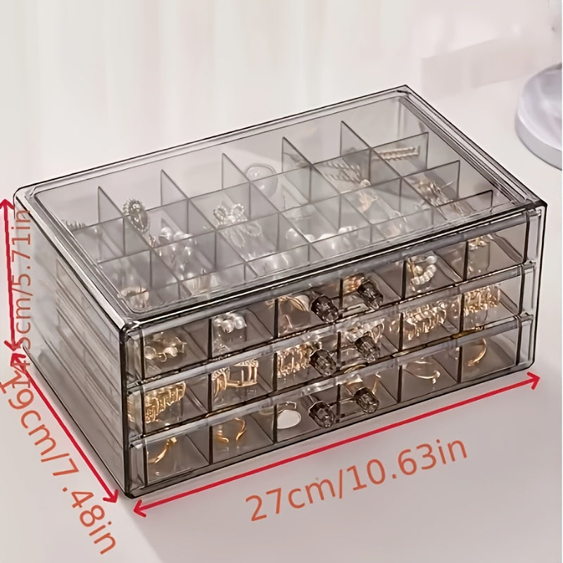 72/120 Layered Jewelry Storage Boxes, Fashionable Acrylic Jewelry Storage Boxes, Suitable for Storing Earrings, Necklaces, Bracelets, Rings, Bracelets, Watches and Other Jewelry. Large-capacity Designed Accessory Storage Boxes, the First Choice for C