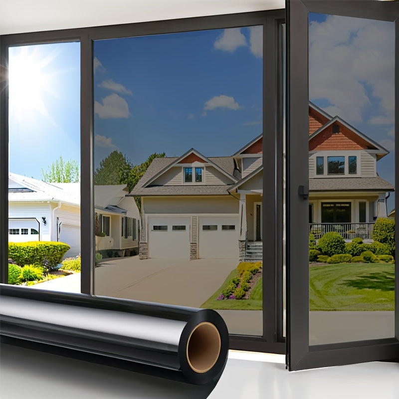 Large One-Way Privacy Window Film for Home And Office Windows. Features Electrostatic Adhesion - No Glue Required - And Provides Protection, Sunshade, And Heat Insulation. Holiday Decorations. Bonus Gifts: Spray Bottle, Measuring Tape, And Squeegee