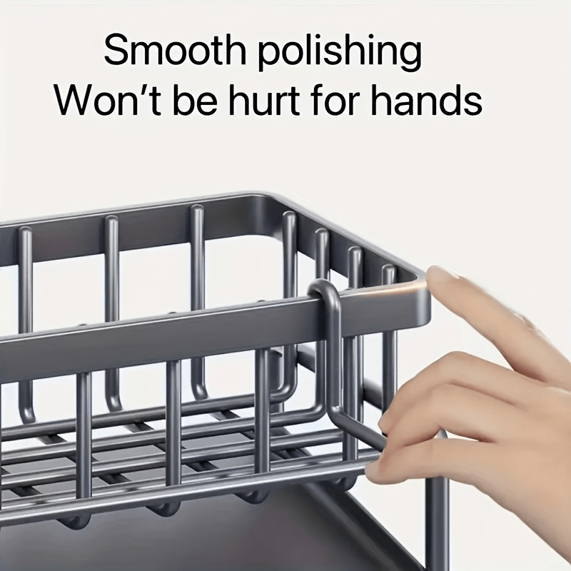Black Sponge Drain Rack with Dishcloth Holder, Sink Storage Rack for Sponges, Dish Soap, Dishcloths, Brushes, and Utility Cloths, Christmas