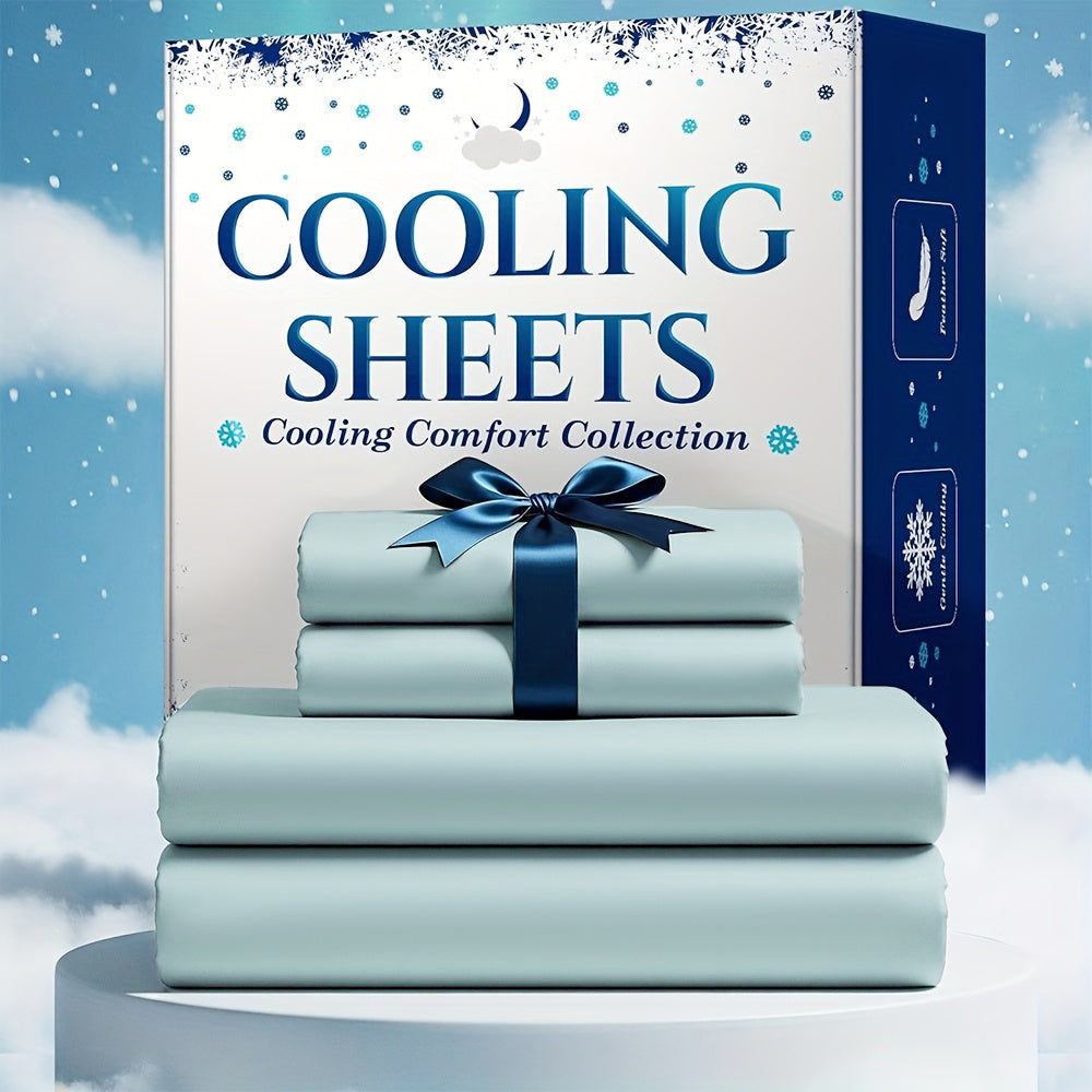 3/4pcs Bamboo Blend Cooling Bed Sheet Set - Kids Ultra Soft Breathable Sheets with Deep Pocket Fitted Sheet (18"-24" Height), Children, 2200 TC Cooling Fabric, Shrink & Wrinkle Resistant, for All-Season Comforter Fit, Hotel Luxury Christmas Gift