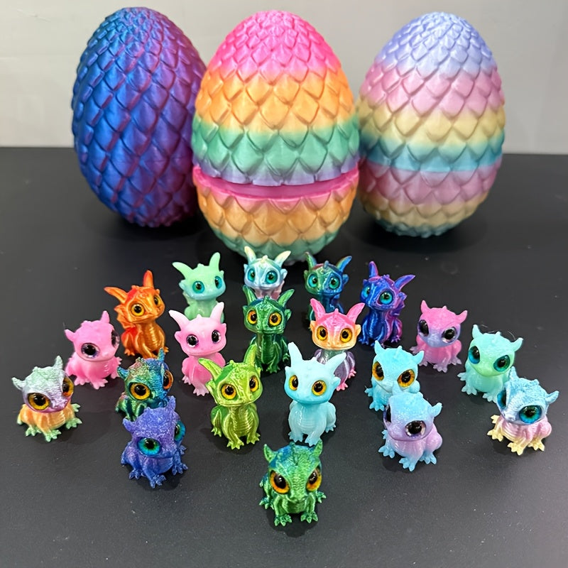 The 20pcs 3D Printed Dragon And Dragon Egg Multi-color Gradient Laser Desktop Decoration Is The Perfect Gift for Friends And Family. It Is Very Suitable for Party And Outdoor And In-car Display Statue Ornaments