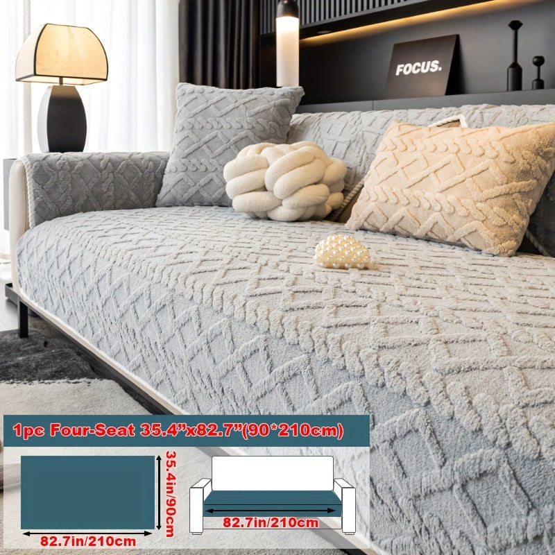 1pc Plush Sofa Mat, Pet Dog Friendly Sofa Cover, Couch Cover Plush And Delicate Soft Anti Slip Protection Sofa, Bedroom, Office, Living Room Decoration, Home Decoration Local Warehouse Send Out Goods