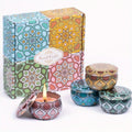 Floral Tin Scented Candle Set, 2.5 oz Soy Wax Candles in Jasmine Lemon Vanilla and Cocoa Fragrances with 4, 8 or 40 Candle Options for Home and Gifts