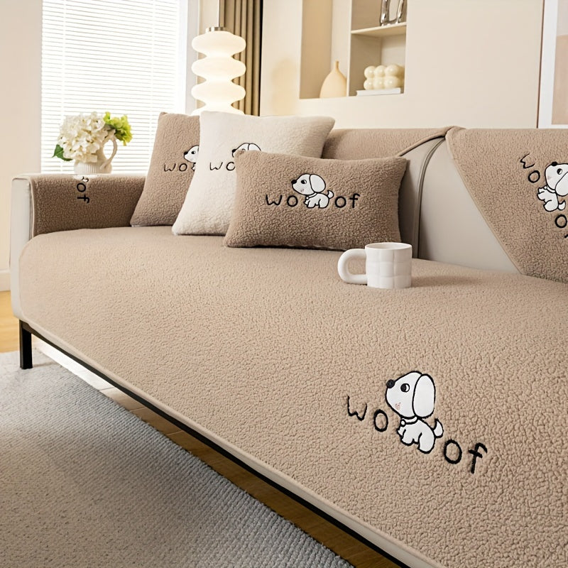 1pc Sherpa Couch Protector, Enhanced Sofa Cover, Suitable for Pets, a Favorite Among Pets, Thick Plush Sofa Shield, Non-Slip Plush Sofa Cover, Furniture Protection Cover, Home Decor for Bedroom, Office, And Living Room
