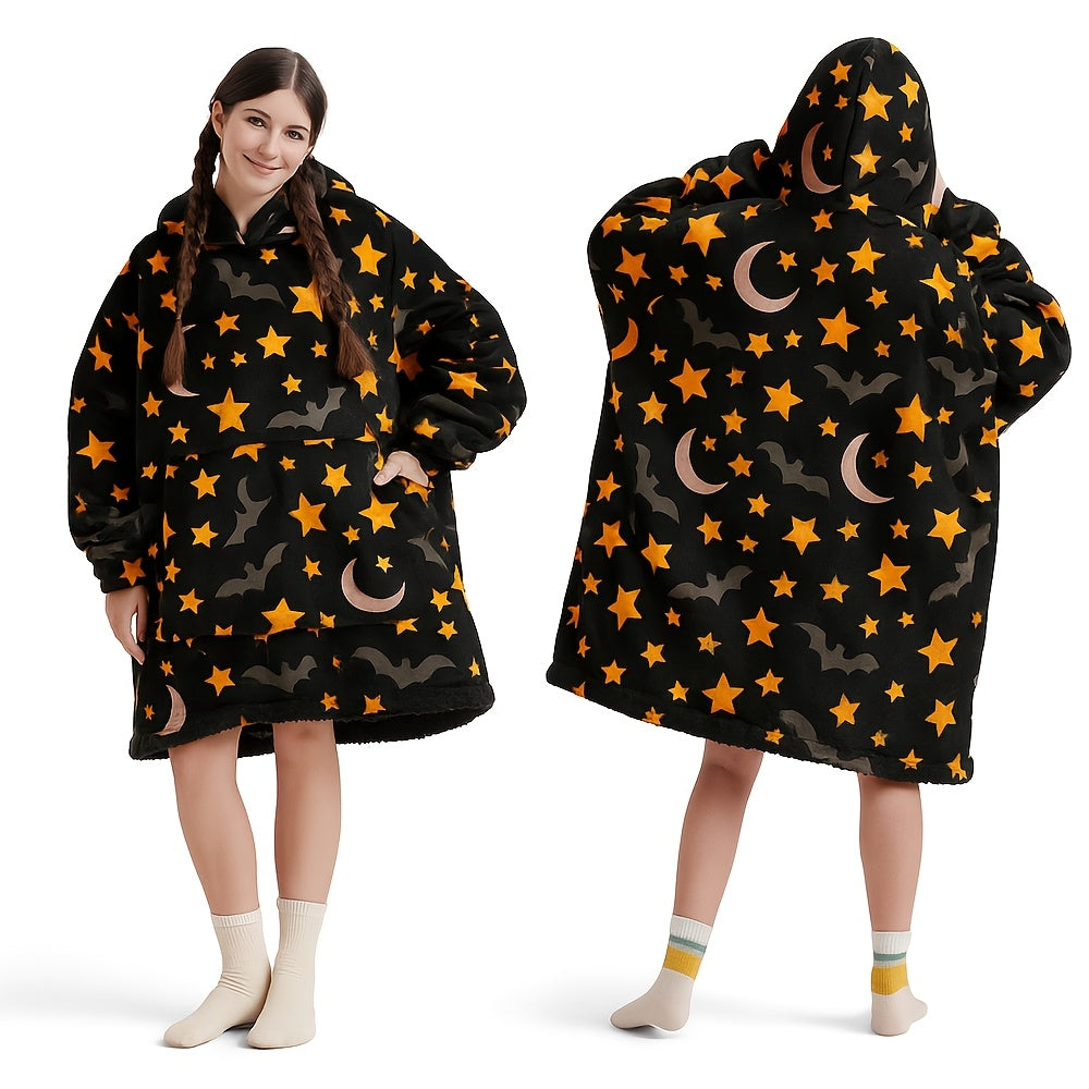 Plus-size Ultra-soft Reversible Wearable Hooded Blanket, Includes a Pair of Winter Socks, Comfortable Oversized Hooded Blanket with Kangaroo Pocket, Bedding, Winter Coat, Machine Washable, Christmas/Valentine's Day/New Year's Gift, Can Be Used as a