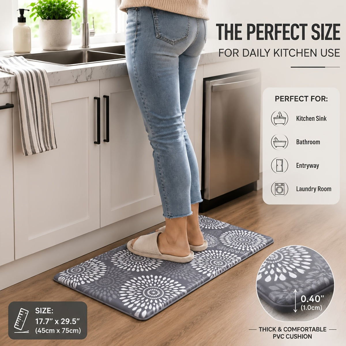 Anti Fatigue Kitchen Mats For Floor, Cushioned Anti Fatigue Foam Kitchen Rugs, Non Slip Washable Comfort Standing Mat For Office Sink Laundry, Halloween Home Decor, Halloween Decorations, Kitchen Decor And Accessories