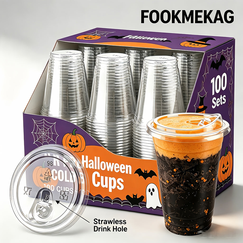 [100pcs]Clear Plastic Mug with Slanted Lid - Disposable Iced Coffee Cup, Smoothie & Cold Drink Storage Container - PET Crystal Party Mug - Perfect Choice for Mother's Day, Halloween, Christmas, Thanksgiving, Small Parties And Family Gatherings