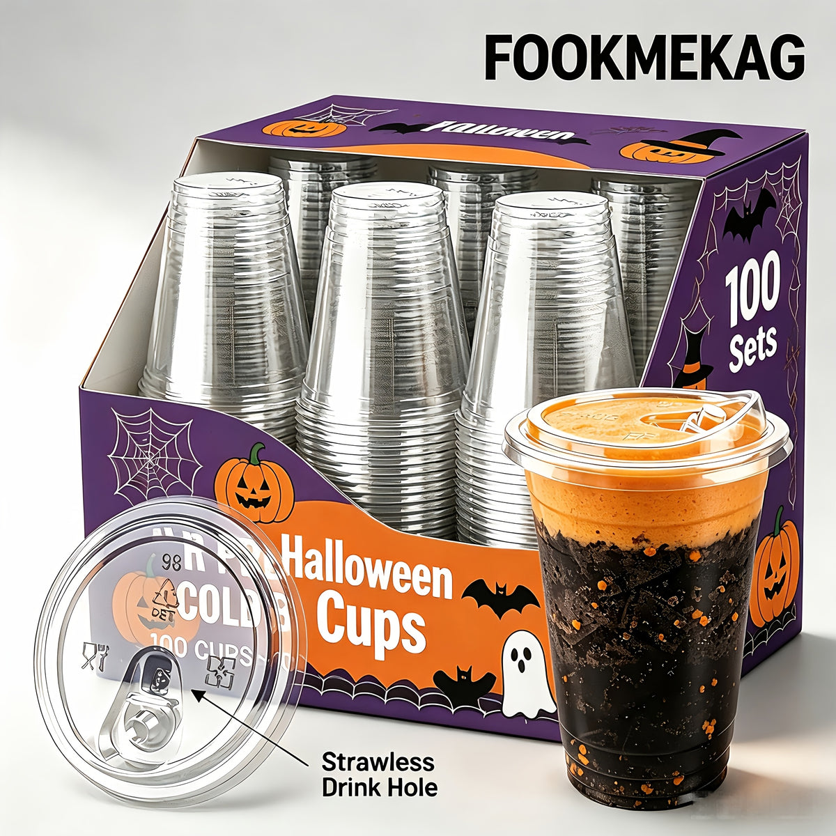[100pcs]Clear Plastic Mug with Slanted Lid - Disposable Iced Coffee Cup, Smoothie & Cold Drink Storage Container - PET Crystal Party Mug - Perfect Choice for Mother's Day, Halloween, Christmas, Thanksgiving, Small Parties And Family Gatherings