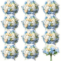 Artificial Peony Flower Bundles, 12-Bunch Faux Peony and Hydrangea Bouquet Set in Five Color Options for Wedding Table Centerpieces and Home Vase Decor