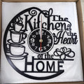 Vinyl Record Wall Clock with Heart of Home Crown Design, Silent Vintage Kitchen and Living Room Decor with Optional 7-Color LED Mood Lighting