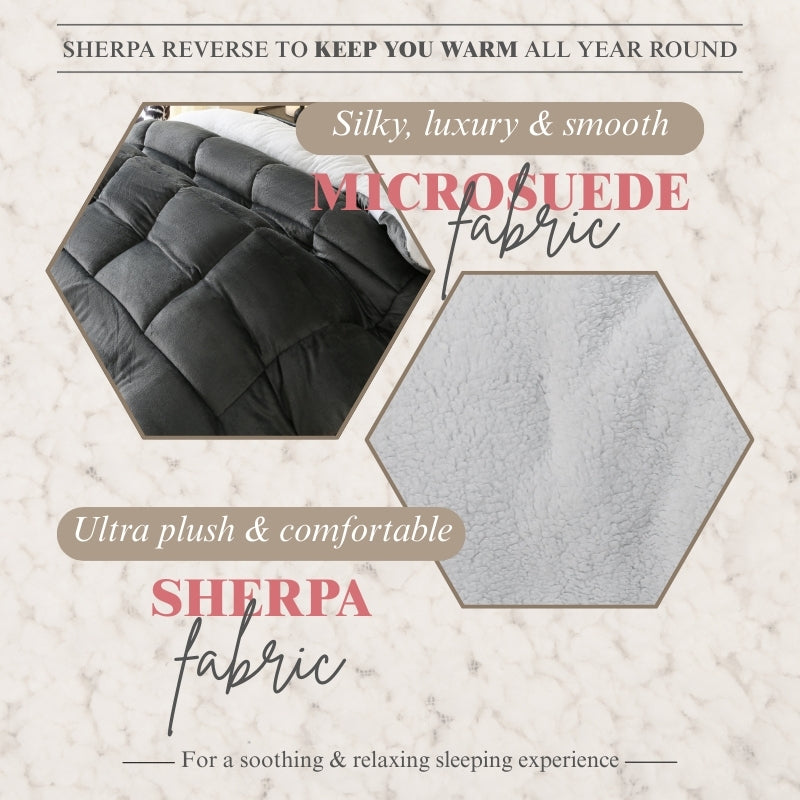 1pc Thick Soft Comforter Plush Flannel Sherpa Comforter, 500g Filling Ultra Breathable All Season Comforter Double-Sided, Box Stitch Solid Color Comforter For Bedroom, Warm For Autumn And Winter Comforter, Gift, Home Decor