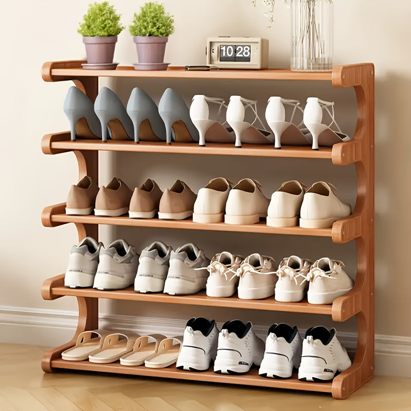 3/5/6 Layer Bamboo Shoe Rack, Bamboo Shoe Storage Solution, Multi-layer Independent Sorting Rack, Easy to Assemble, Saves Space, Suitable for Entrances, Living Rooms, Bedrooms, And Garages.