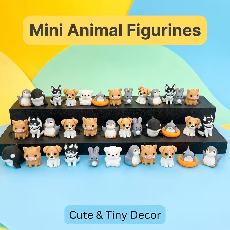 Mini 3D Printed Animal Figurines, Colorful PLA Decorative Statue Assortment in 30, 50, 100 or 150 Pieces for Fairy Garden Scenes, Shelves and Home Displays