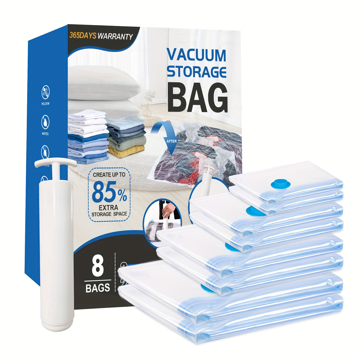 Jumbo Vacuum Storage Bags, Vacuum Seal Bags for Clothing, Travel Space Saver Bags for Luggage Clothes Pillows Comforters Blankets Bedding 4pcs 8pcs 10pcs 12pcs 20pcs 30pcs