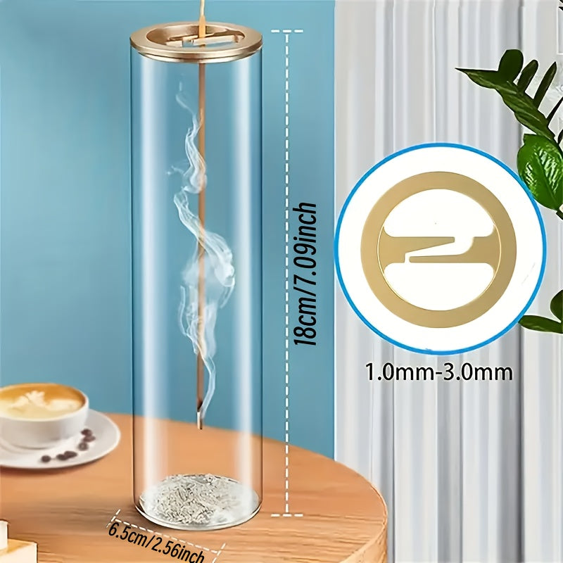 1pc Simplicity Glass Incense Holder, Exquisite Incense with Sturdy Metal Base - Elegant Home Decor Accent for Meditation, Yoga, Spa Rooms - Compatible with 0.39-0.118 Inch Incense Sticks - Enhances Ambiance And Relaxation, Christmas Gifts