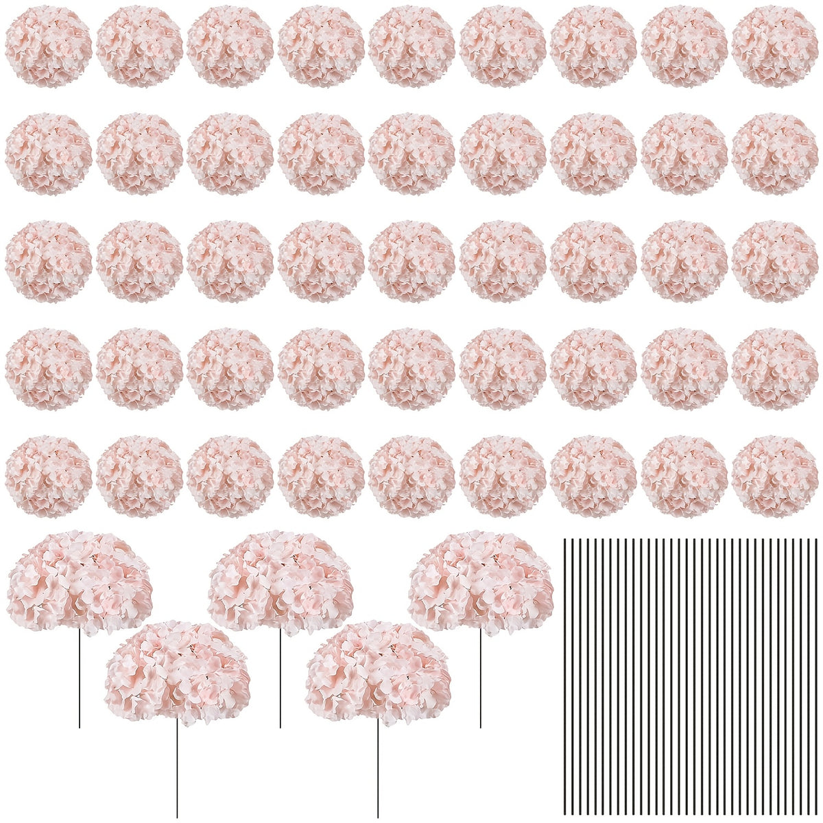 72pcs Hydrangea Artificial Flowers Hydrangea Flowers Artificial Flower Heads with Stems for Home Wedding Party Decorations
