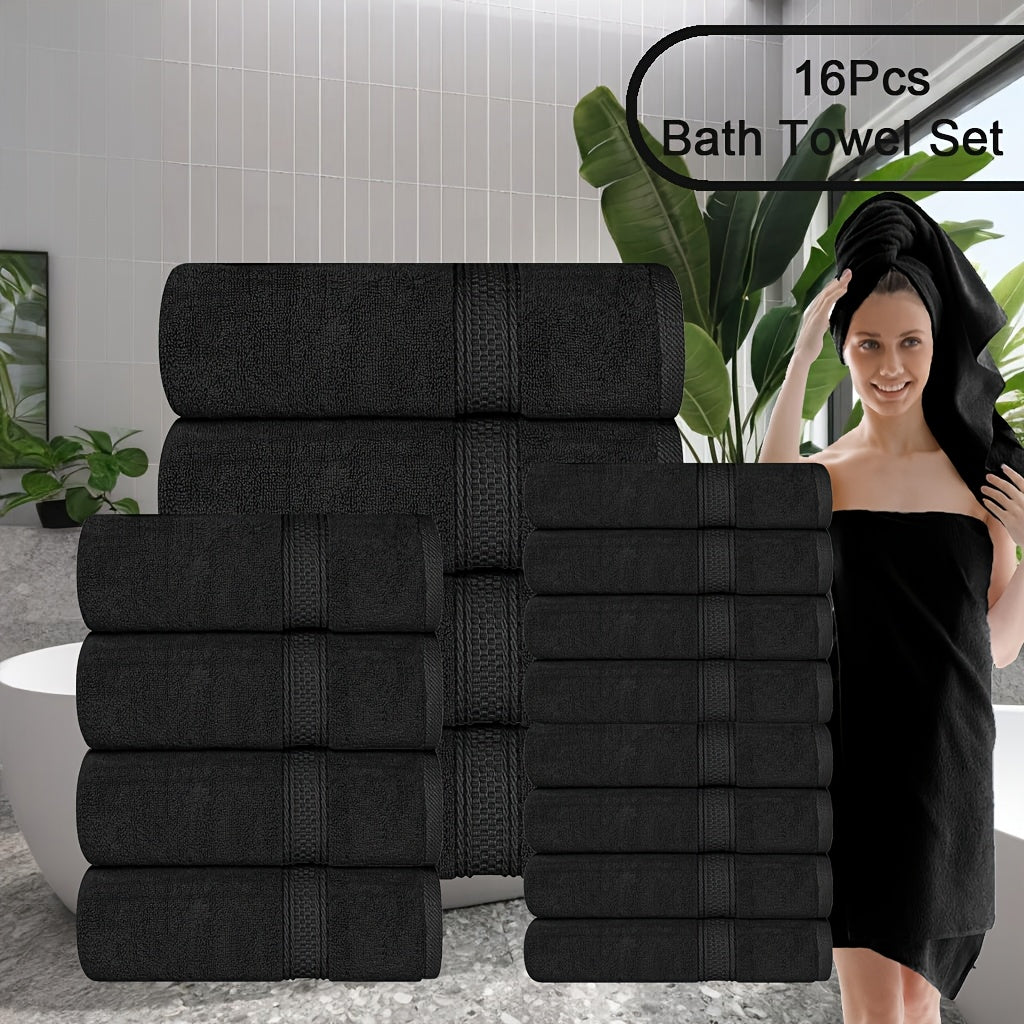 UToPantica 16pcs/8pcs Luxurious Soft Towel Set | 2/4 Bath Towels, 2/4 Hand Towels, 4/8 Washcloths Luxurious, Soft, Skin Friendly, Good Water Absorption, Quick Drying, Thickened Bathing Towel, Suitable For Home, Hotel, Travel, Fitness, Beauty SPA