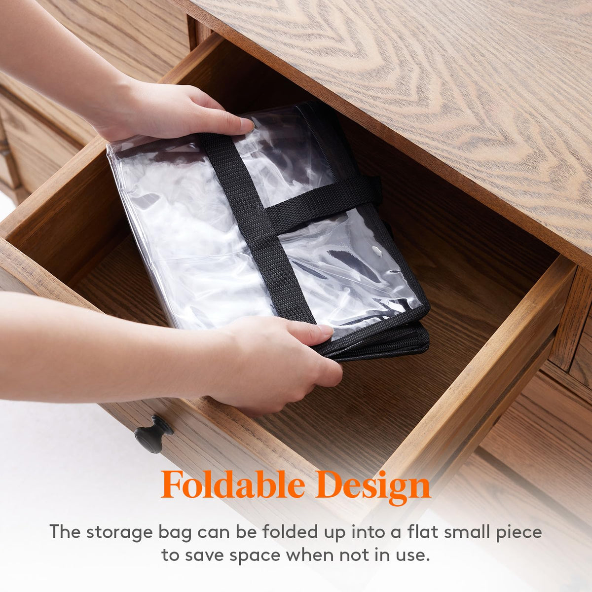 4pcs Heavy-Duty Clear Plastic-Like Vinyl Storage Bags with Black Zipper Closure - 10.57gal Large Capacity Foldable Moving & Organizers for Clothes, Bedding, Blankets, Duvets - Garment & Bedspread Containers, Under-Bed Storage