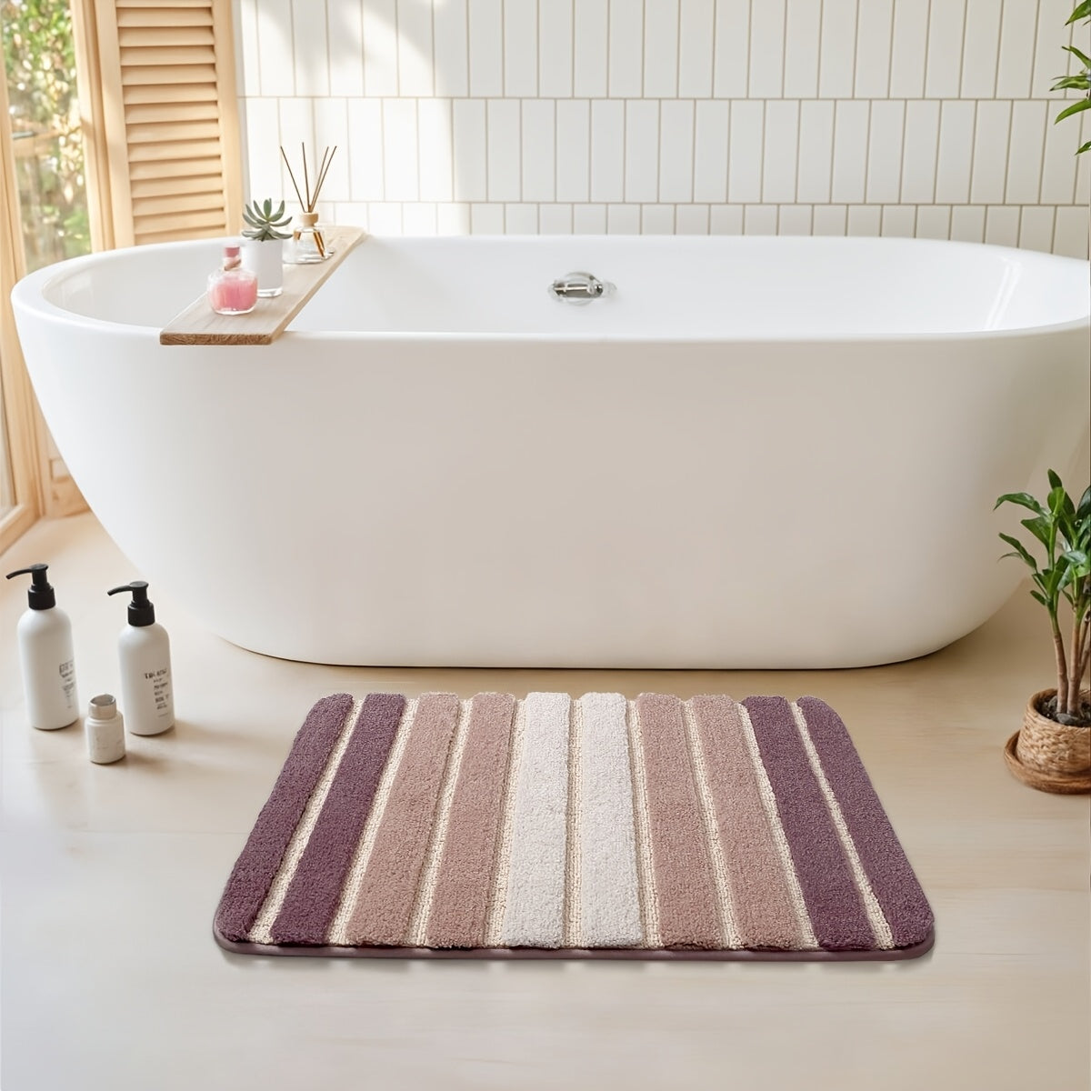 GTNSHUAI Extra Thick Luxury Chenille Bathroom Rug, Non-Slip Absorbent Bath Mat