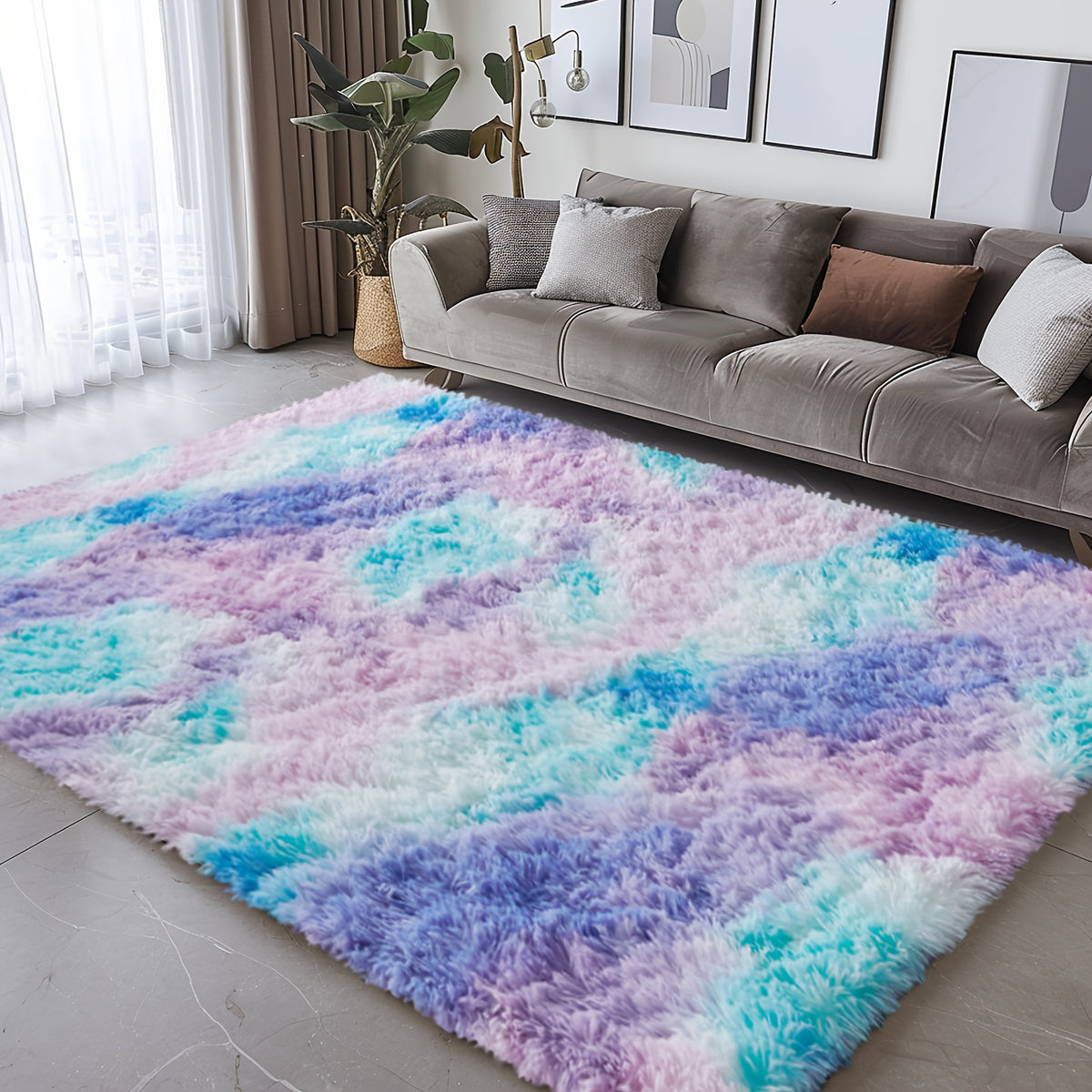 Rugs for Living Room, Super Soft Fluffy Shaggy Area Rugs for Bedroom, Cozy Floor Mats, Plush Indoor Carpet for Kitchen, Faux Rug for Room, Home Decor, Housewarming Gift, Door Mat