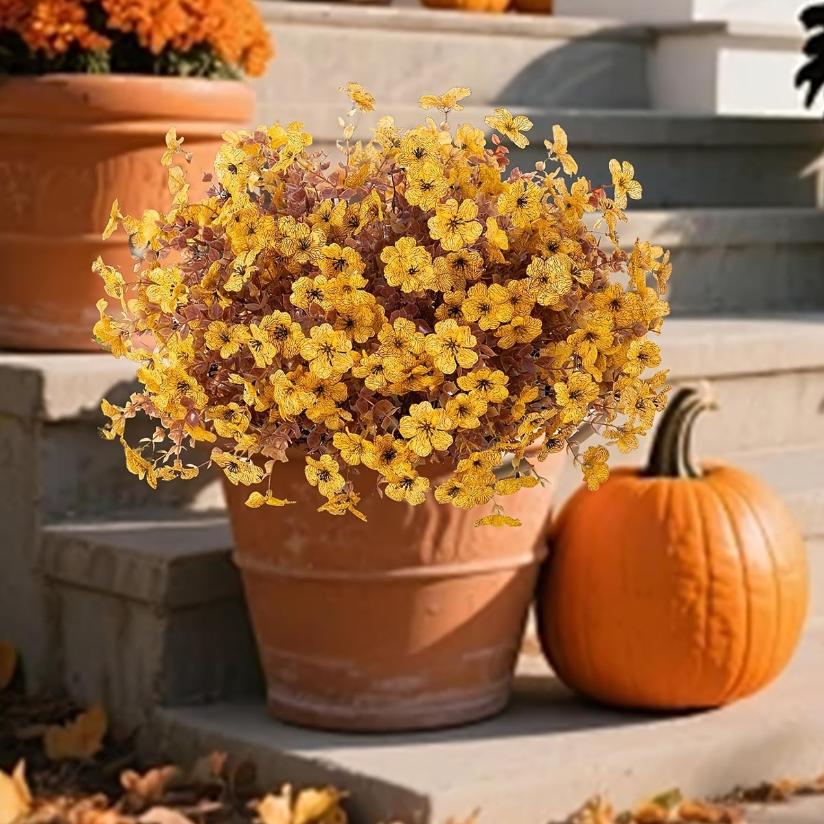 9 Packs Of UV-resistant Artificial Flowers For Home Decor, Autumn Pseudoplants And Hybrid Flowers-realistic Fade-resistant Porches, Patios, Yards, Balcony Decor, Fall for home Decor And Garden Floral Arrangements-perfect For Thanksgiving And Christm