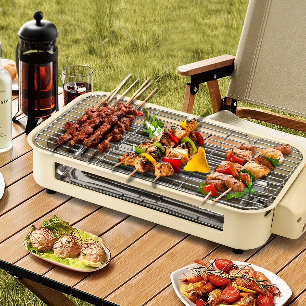 Smokeless Electric Grill | Indoor Grill with Removable Non-Stick Plate, 1700W, Portable BBQ Grill, Electric Griddle, Stainless Steel, Dishwasher Safe, Perfect Gift for Christmas