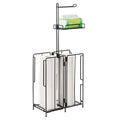 Freestanding Toilet Paper Stand with Dispenser and Storage for 3 Spare Rolls, Metal Bathroom Organizer with Small Tray for Home and Guest Restrooms
