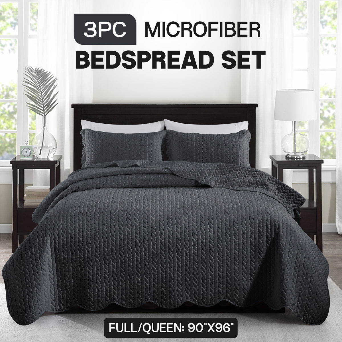 3pcs Bedspread Set Bedspreads with free Pillow Shams - Leaf Pattern Soft & Breathable Bedspread Lightweight Microfiber Bedspread - Modern Style Floral Pattern Coverlet For All Seasons - Christmas Gifts For Family And Friends (1 Bedspread, 1 Or 2 Pillow Sh