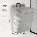 Wall Mounted Laundry Hamper with Lid, Foldable Gray Oxford Cloth Basket for Space Saving Clothes and Toy Storage in Bedrooms, Bathrooms and Living Rooms