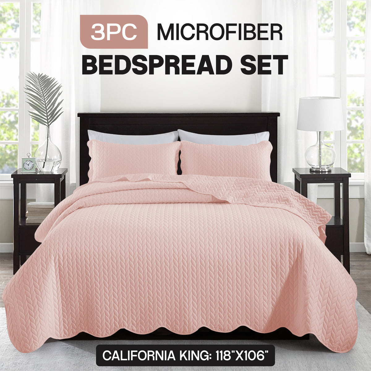 3pcs Bedspread Set Bedspreads with free Pillow Shams - Leaf Pattern Soft & Breathable Bedspread Lightweight Microfiber Bedspread - Modern Style Floral Pattern Coverlet For All Seasons - Christmas Gifts For Family And Friends (1 Bedspread, 1 Or 2 Pillow Sh