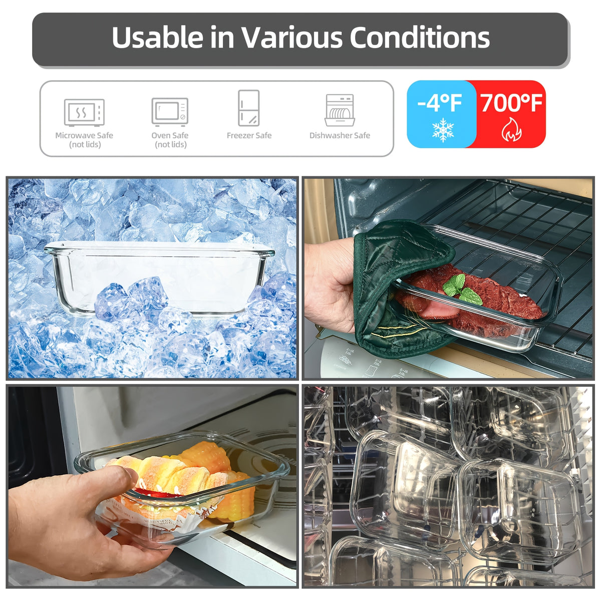 24pcs (12 Lids+12 Glass Bowl) Borosilicate Glass Food Storage Containers with Airtight Lids, Ideal for Meal Prep, Lunches - Microwave and Dishwasher Safe