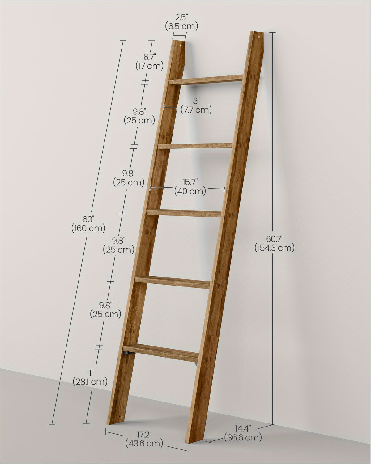 5-Tier Blanket Ladder Decorative Farmhouse for The Living Room, Maroon Brown Ladder Rack for Storage and Decor, Ladder Shelf, Towel Racks