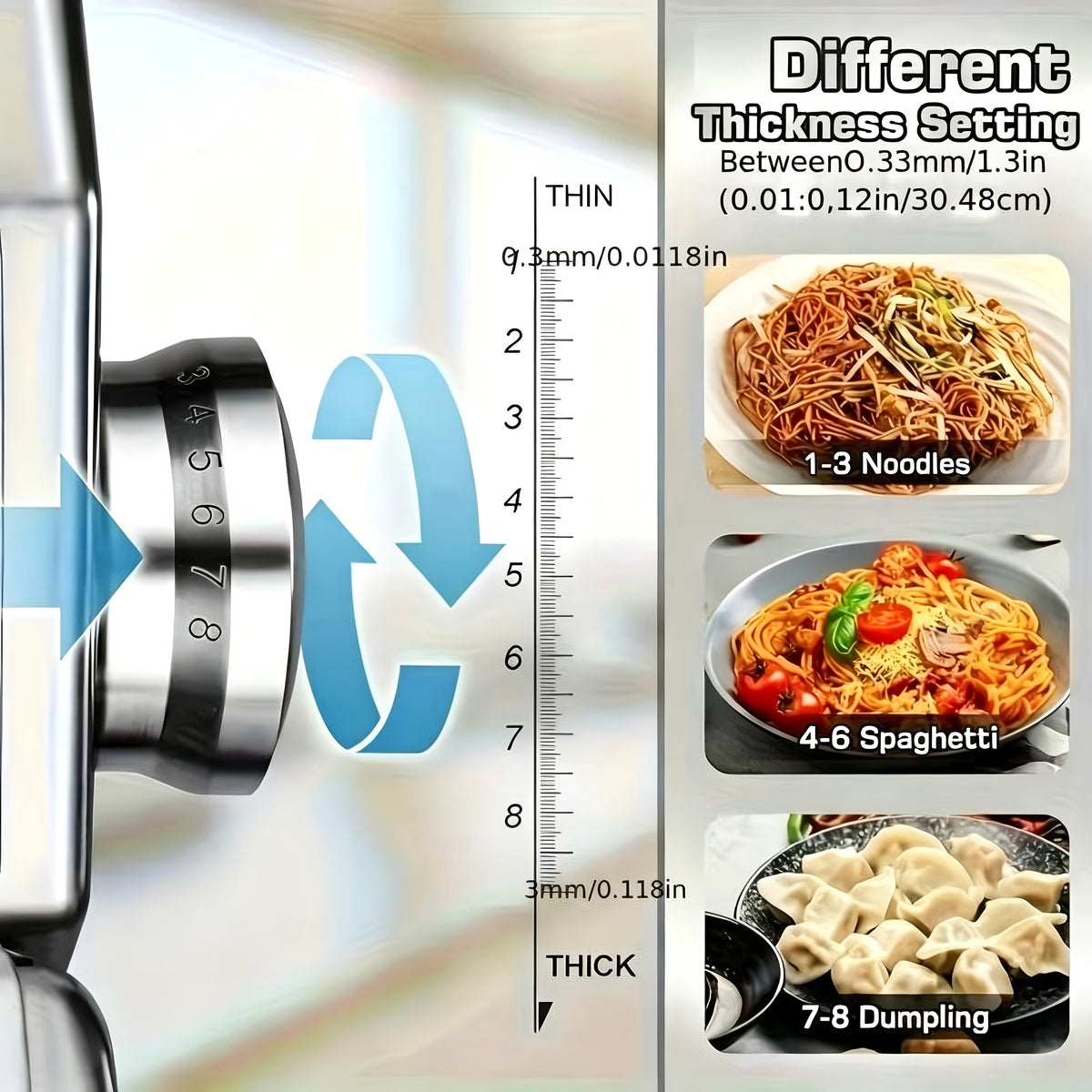 Pasta Maker Machine, 8-Adjustable Thickness Settings, 2-in-1 Pasta Machine with Roller and Cutter, Dough Press for Making Pasta, Perfect for Spaghetti, Fettuccine, Lasagna, or Dumpling Wrappers, Kitchen Gadget for Pasta Lovers, Father's Day Gift