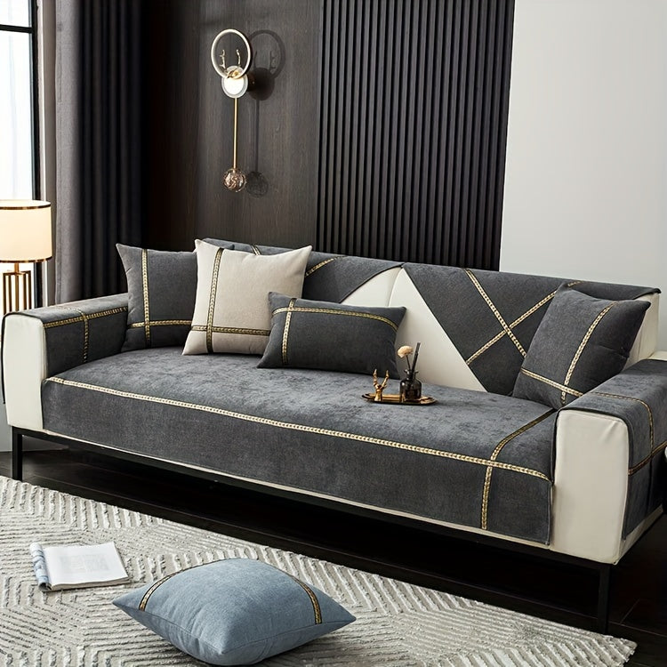 1pc of Elegant Sofa Cover, a Pet-Friendly Slipcover, Suitable for All Seasons, Made of Chenille, Designed to Protect Your Furniture in The Bedroom, Office, Or Living Room. (Pillowcases, Backrest, And Armrest Covers Are Sold Separately.)