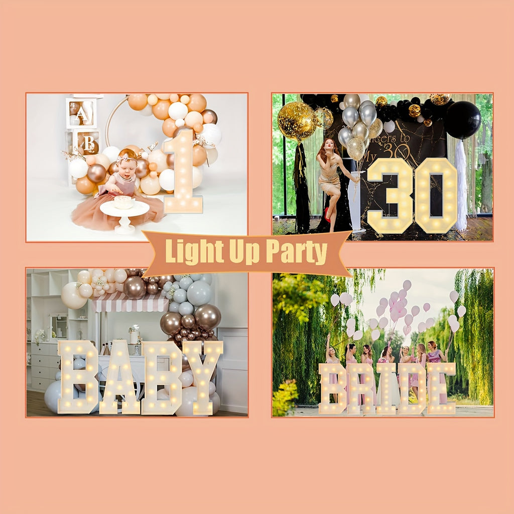 Warm White 3Ft/91.5Cm/36Inch Party Numbers - Birthday, Anniversary, Wedding Decorations, 3D KT Board 3Ft Tall Glowing Sign with Easy Snap Assembly (Battery Not Included)