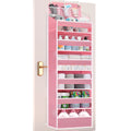 6 Pocket Over Door Organizer, Hanging Storage for Diapers, Shoes and Bathroom Essentials in Pink, Black or Grey for Nursery, Bedroom and Closet