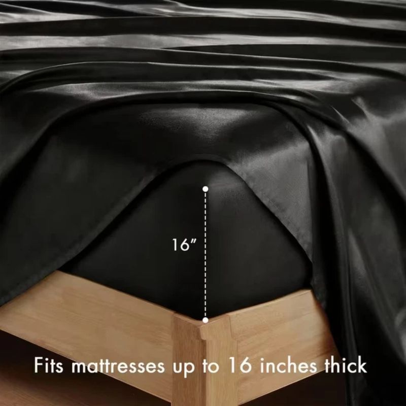 3/4pcs 2100TC Satin Sheets Queen Size Bed Set-Child Satin Bed Sheets Ultra Soft Satin Sheets Queen Set, Breathalbe Satin Bed Sheets Bed Sheets All Sizes Soft Satin Bedding for Bedroom 5 Star Luxury Hotel Experience W/ The Premium Satin Sheets