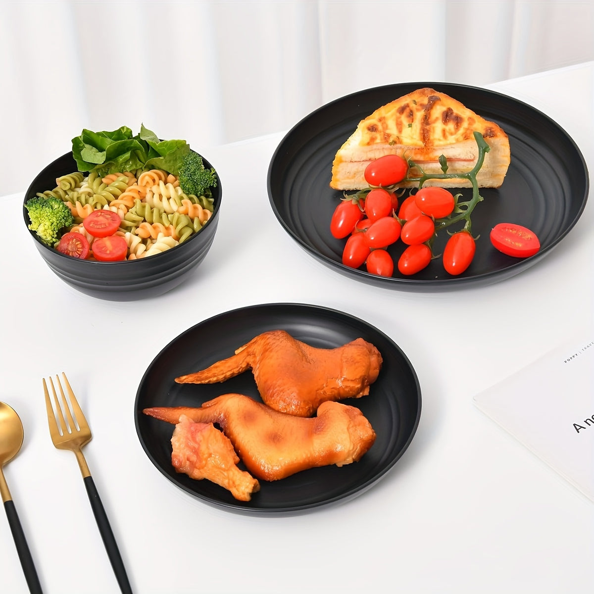 16pcs/32pcs Kitchen Wheat Straw Large Size Dinnerware Set, for 4/8, Unbreakable Modern Dish Set Dinner Plate/Dessert Plate/Cereal Bowl/Cup, Dishwasher Safe, Lightweight Tableware, Camping And Everyday Use, Gifts for Men/Women/Christmas/Halloween
