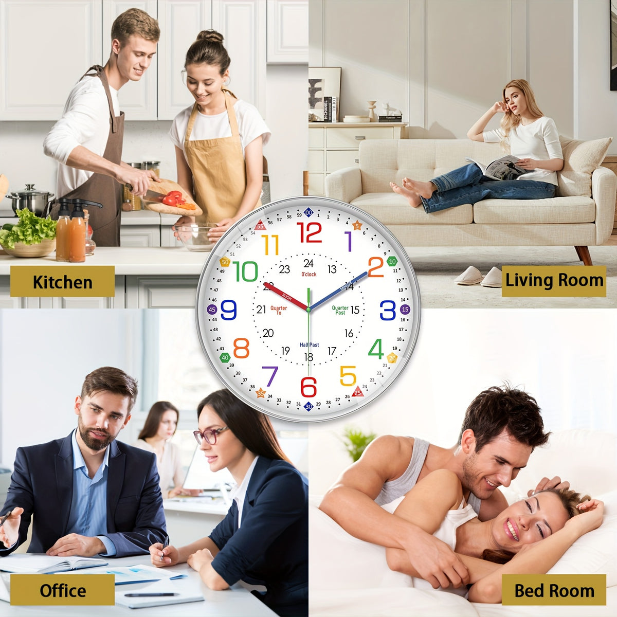 Modern Wall Clock for Bedroom & Classroom, Silent Non-Ticking Quartz Clock, Battery Operated (AA Batteries Not Included), Decorative Timepiece for Living Room & School, 8/10/12/14/16 Inch Options-Perfect Teacher's Day & Back-to-School Gift