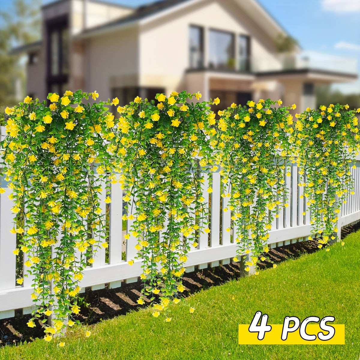 4pcs Lifelike UV-resistant Faux Eucalyptus Hanging Plant with Realistic Faux Green Vines - Perfect for Outdoor Decor Holiday Decor and Year-round Ambiance - Durable Plastic Construction Retro Style and Easy to Install