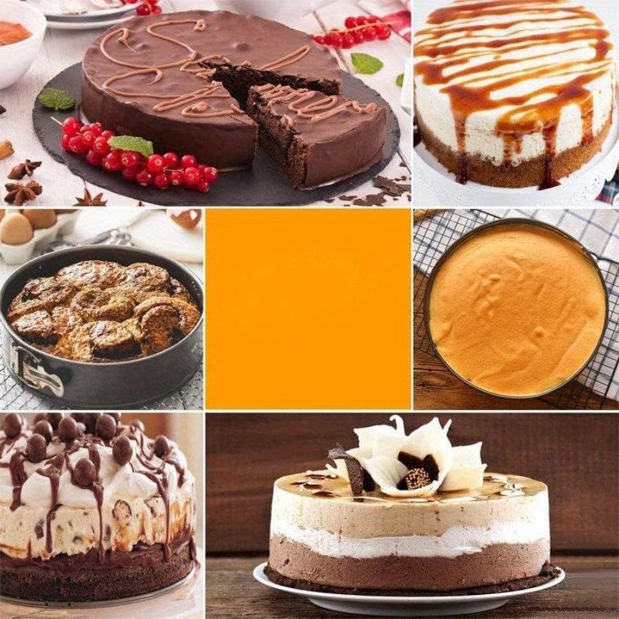 6pcs Cake Pan Set, Carbon Steel Baking Mold with Removable Bottom, Non-Stick, Induction Stovetop Compatible, Round Shape, for Chiffon/Mousse/Cheesecakes, Birthday Kitchen Tools