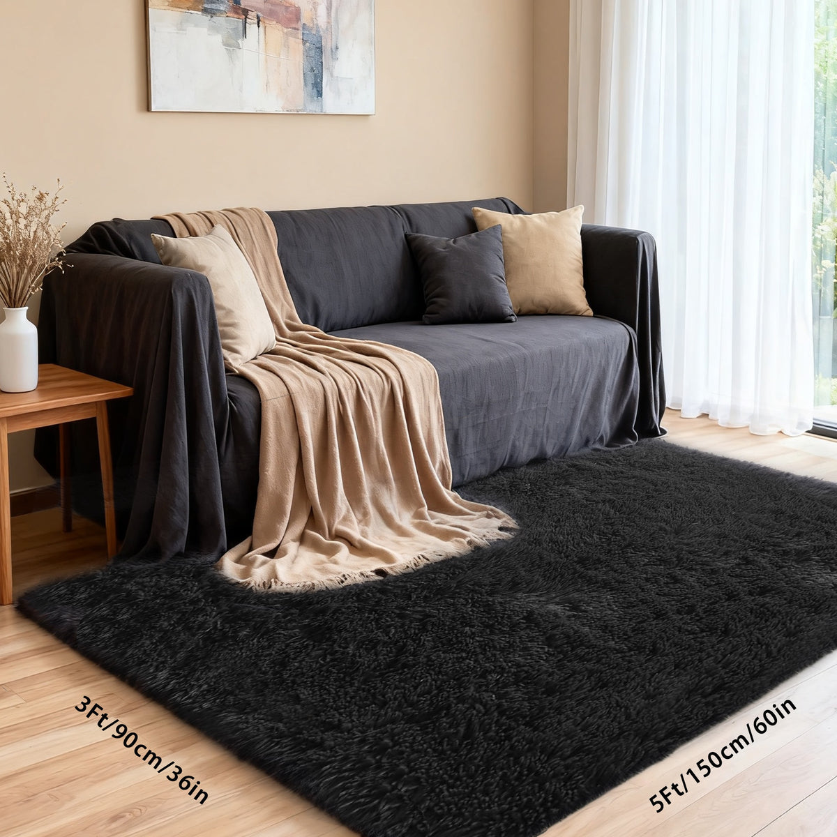 A Super Soft Thick Plush Carpet, Fluffy And Soft, Suitable for Bedroom Indoor Carpet, Non-Slip Soft Machine Washable Carpet,Ideal for Bedroom, Living Room,Study, Dorm,,Home Decor, Christmas Gift, Christmas Decor