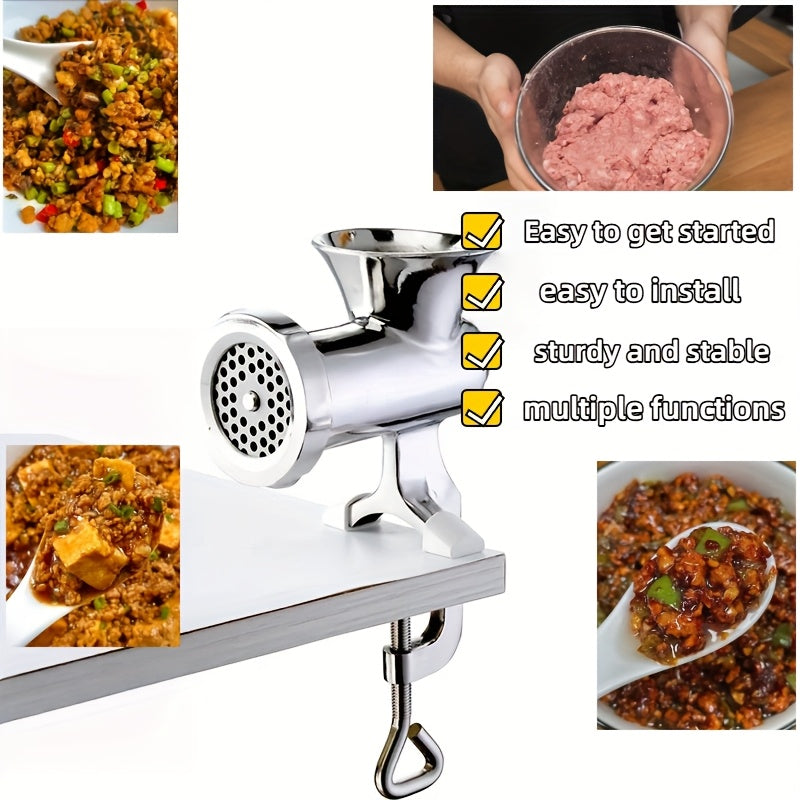 2026 Upgraded Manual Meat Grinder with Table Clamp- Heavy-Duty Stainless Steel Hand-Cranked Food Processor, No Electricity Required, for Grinding Meat, Vegetables, and Spices