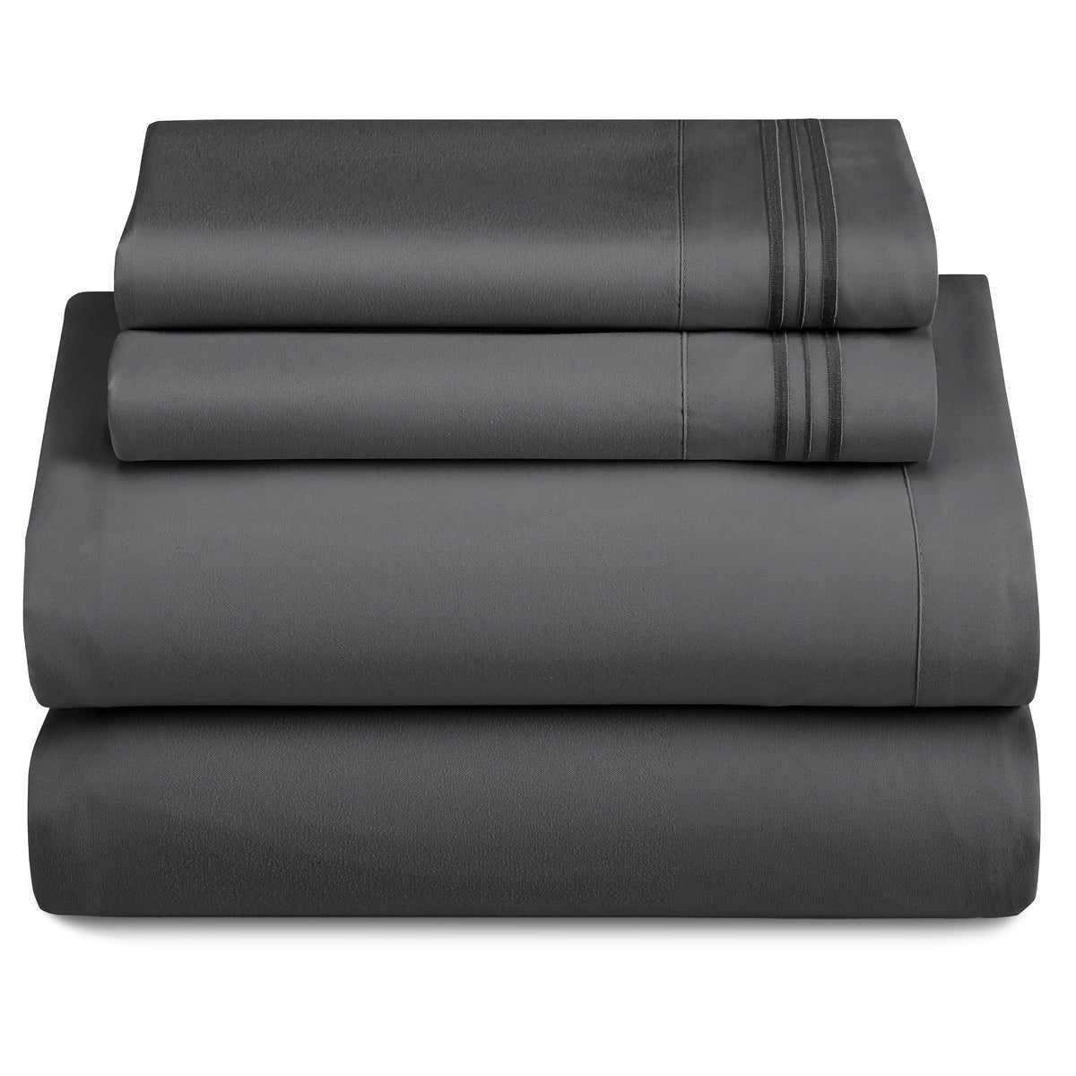 Lux Decor 4 Pieces Solid Bedsheets - 1800 Series Stylish Comfy Bedding Sheet Set - Hotel Luxury Skin Friendly Cooling Sheets & Embroidered Pillowcases Without Filler - Classic Collection With 16 Inches Deep Pocket Room decor - Shrinkage & Fade Resistant