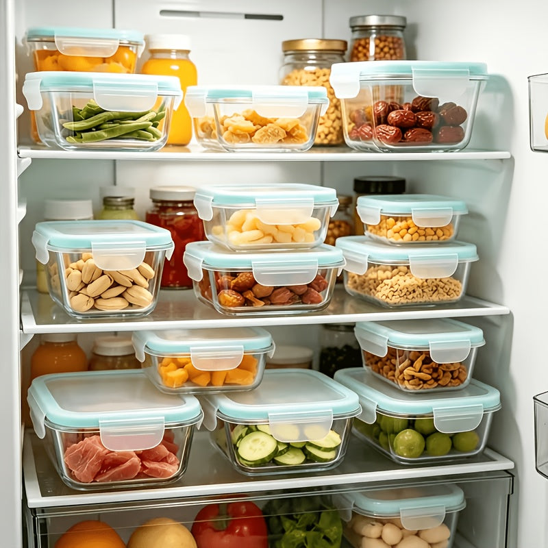 16pcs Glass Container Seal Food Storage Box, Refrigerator Receive A Case, Seal Leak Proof, Easy To Clean Design, Microwave/freezer, Lunch Boxes | Sealed Storage | Durable Glass Box Lid Food Storage Containers (8 Lids + 8 Containers) Lunch Box