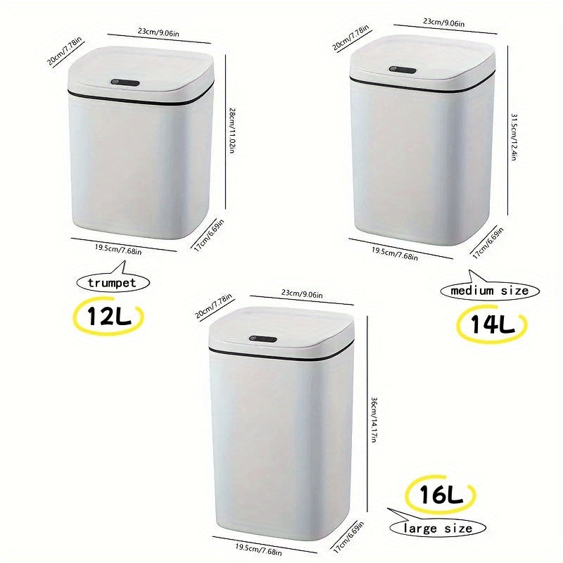 1pc Bathroom Motion-Sensing Smart Trash Can, Smart Trash Can, Lidded Touchless Trash Can, Minimalist Style, Suitable For Home, Kitchen, Office, Bathroom, Outdoor Use, Kitchen Waste Solution