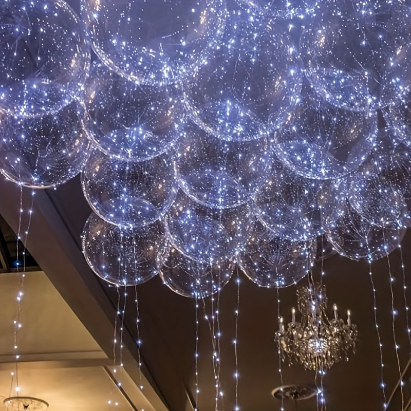 20pcs (10PCS LED Lights with 10pcs LED Light Up Bobo Balloons)String Lights Transparent Balloons for Birthday Wedding Christmas Party Easter Mother's Day Graduation Halloween Decor Decorations. 2*AA Batteries And Helium Not Included,Suitable