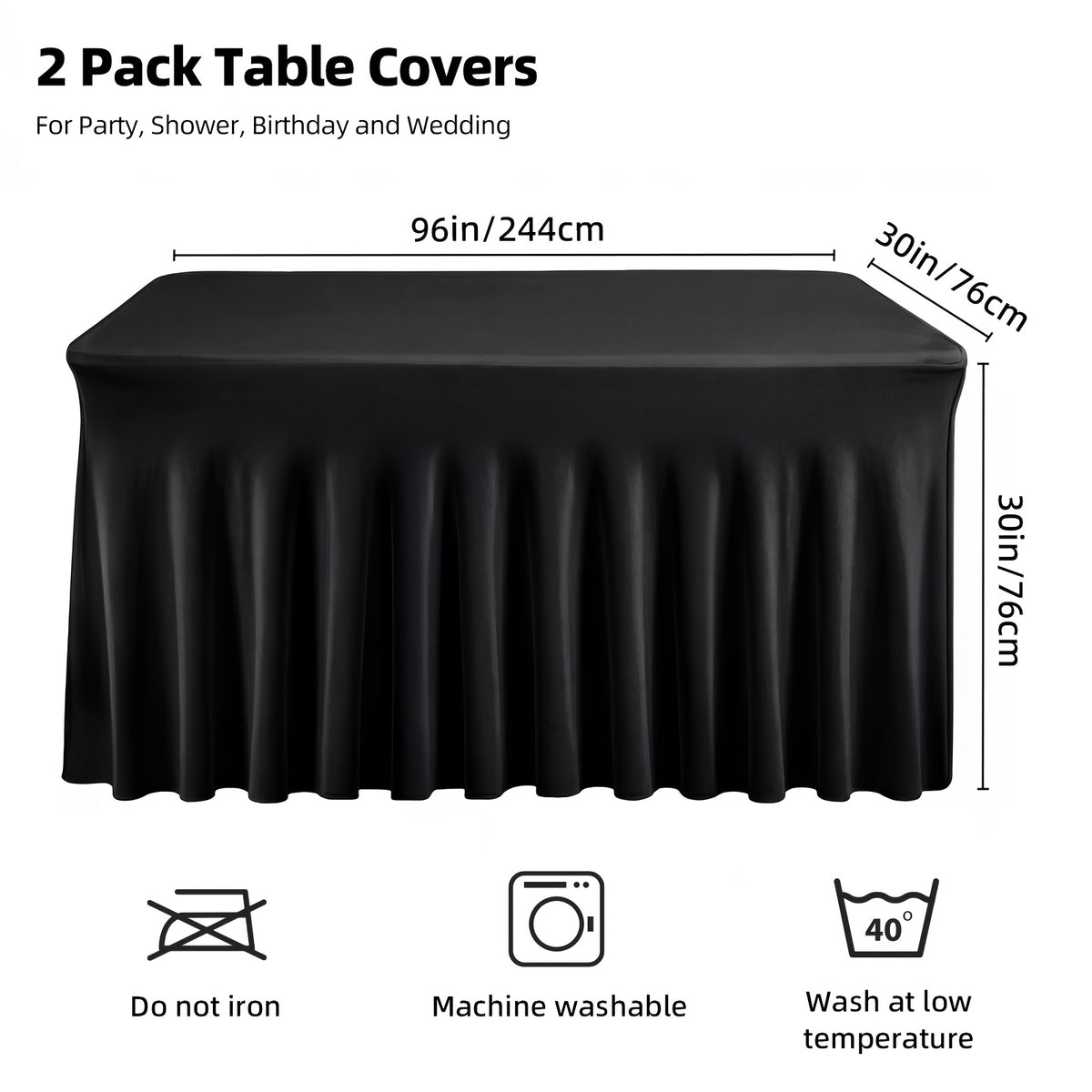 1pc/2pcs/4pcs Table Skirts, 4Ft/6Ft Table Cloth, Black/White Table Cloth Rectangle, for Rectangle Tables, Table Skirts for Rectangle Tables, Tulle Table Skirt, for Birthday, Graduation Ceremonies, Family Dinners, And Christmas